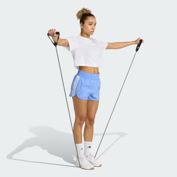 Mau-xanh-da-troi Quần Short Dệt Cạp Cao 3 Sọc Tập Luyện Pacer