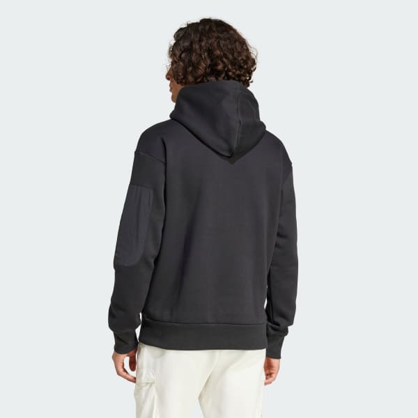 Preto Camisola em Fleece com Capuz City Escape