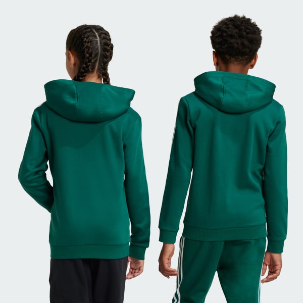 Gronn Tiberio 3-Stripes Colorblock Fleece Hettegenser, barn