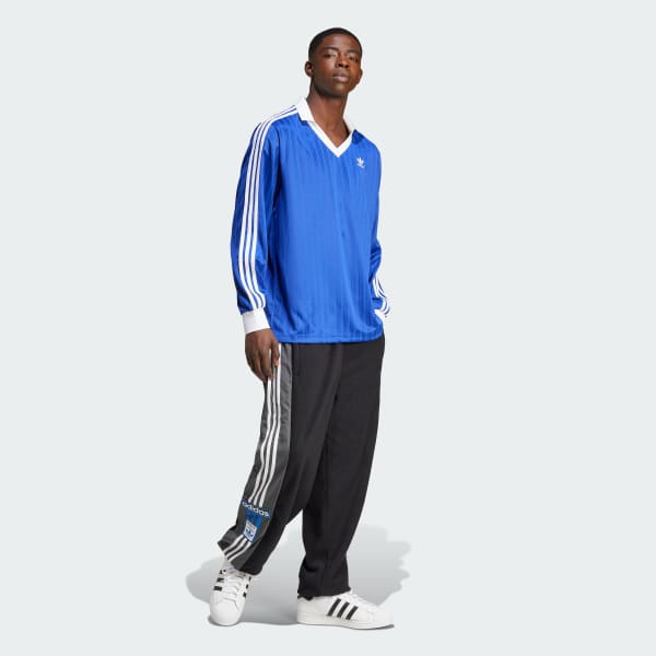 adidas Adicolor Piqué Soccer Long Sleeve Tee - Blue | Free