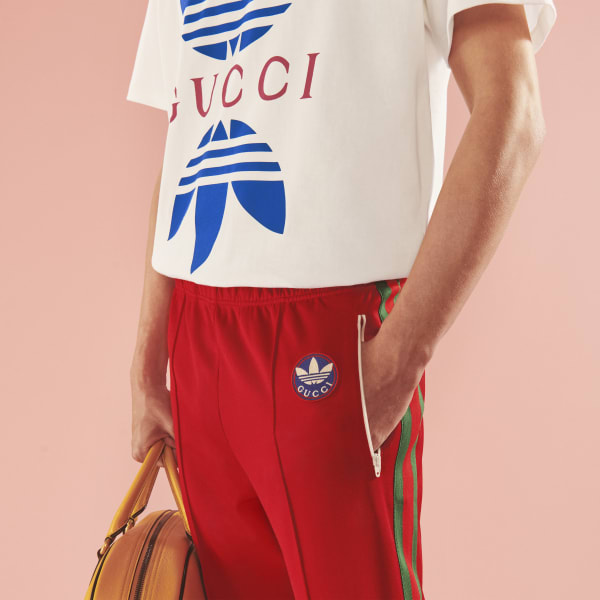 Czerwony adidas x Gucci Cotton Jersey Sweat Pants BUI37
