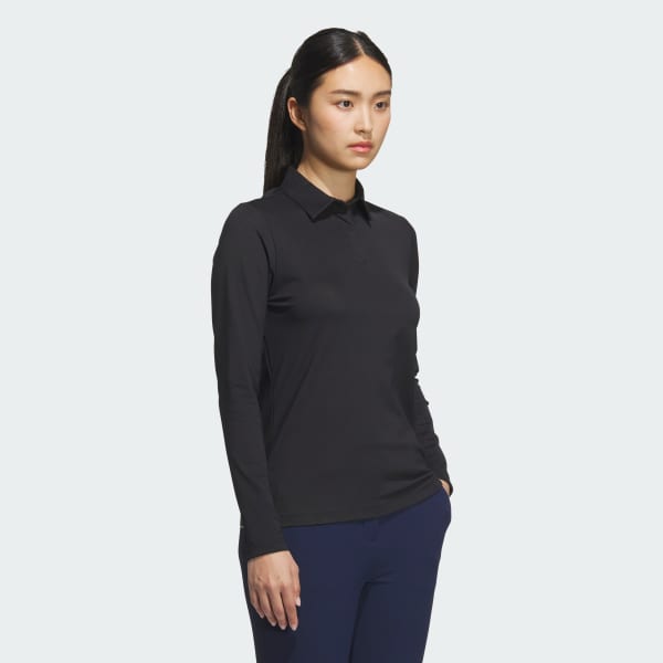 Black Jacquard Polo Long Sleeve