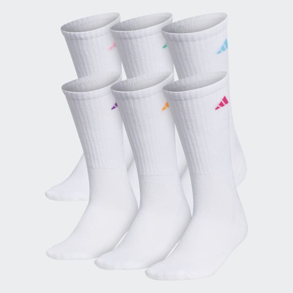 adidas Athletic Cushioned Crew Socks 6 Pairs - White | Women's Training |  adidas US