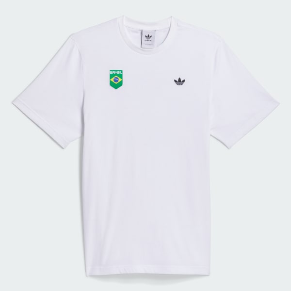 สีขาว เสื้อยืดสเกตบอร์ด Brasil Criola