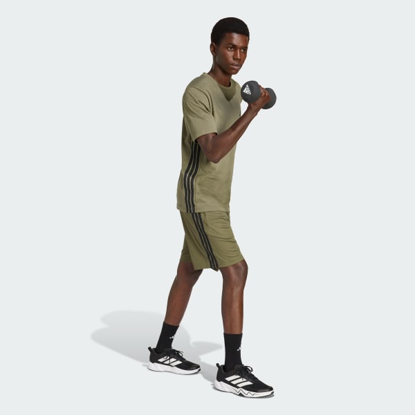 Verde SHORTS WORKOUT ESSENTIALS BASE 3 TIRAS DE TEJIDO PIQUÉ, LARGO DE 23 CM