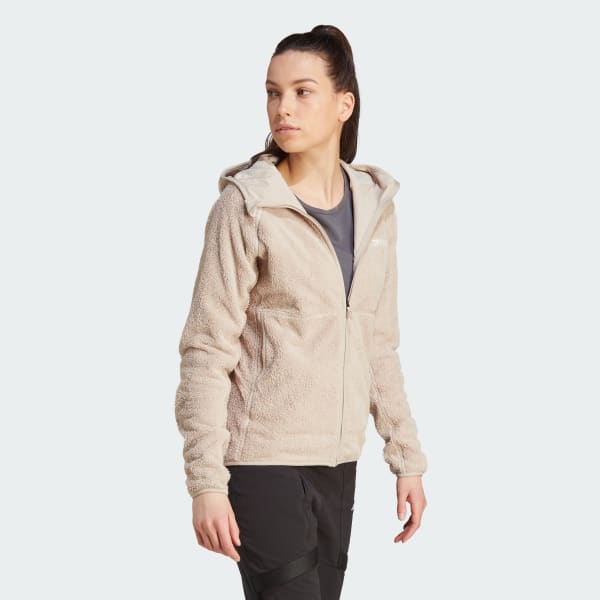 Beige TERREX TECHROCK REVERSIBLE HIGH PILE HOODED FLEECEJACKE
