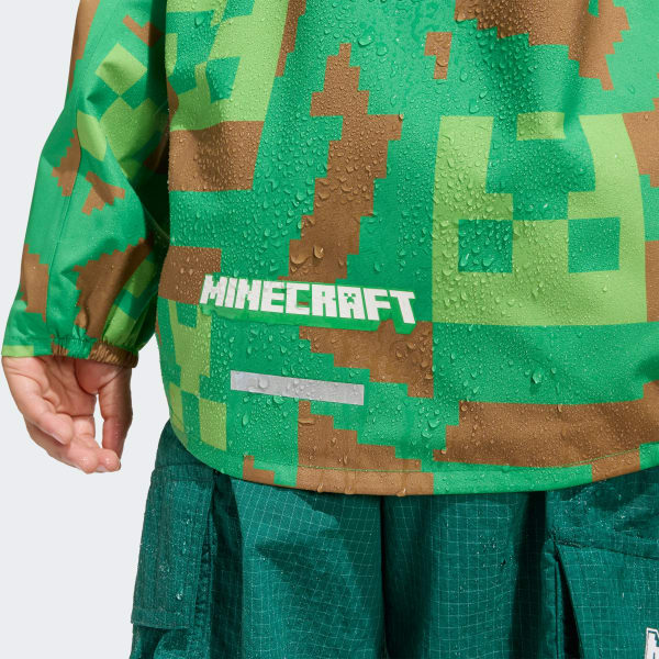 adidas Minecraft Terrex 2 Layer Climaproof Rain Jacket - Green