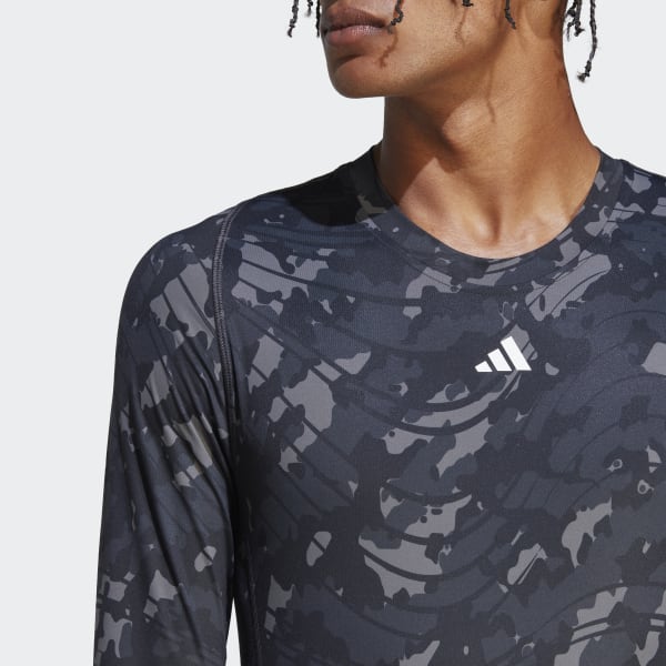 Sort Techfit Allover Print Training Long Sleeve T-shirt
