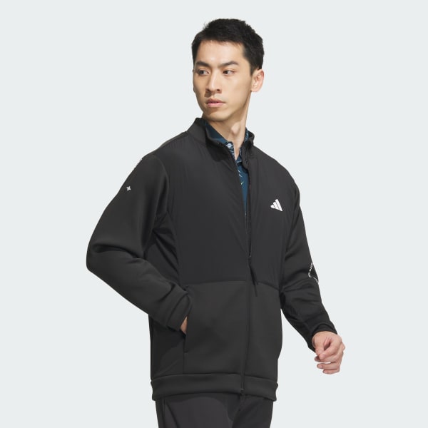 Black Athletic Full-Zip Hybrid Spacer Long Sleeve Jacket