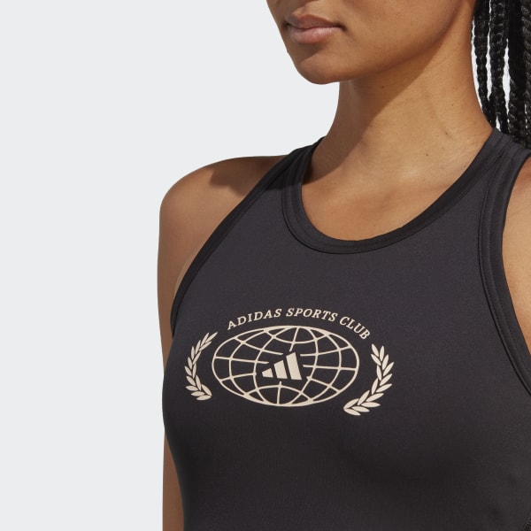 Zwart Sports Club Crop Graphic Tanktop