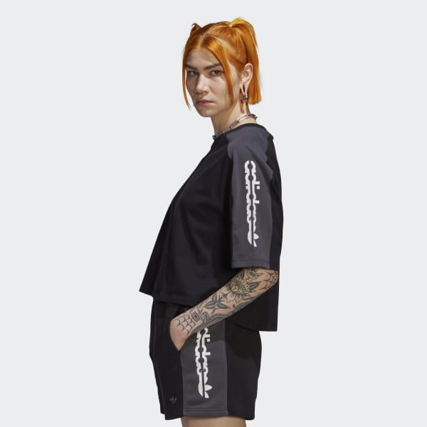 cierna Tričko Blocked Graphic Crop