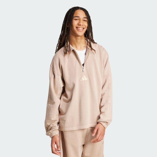 Brown All SZN French Terry Washed Half-Zip