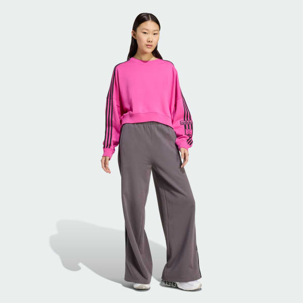 Rosa Sudadera por encima de la cintura con cuello redondo Adibreak Adicolor