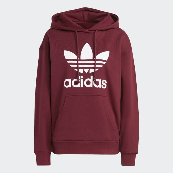 Adidas trefoil hoodie maroon clearance