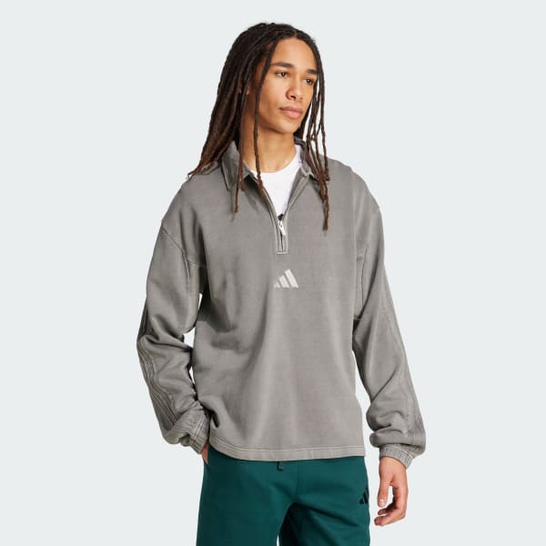 Zwart All SZN French Terry Washed Half-Zip
