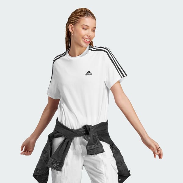 White Essentials 3-Stripes Single Jersey Crop Top