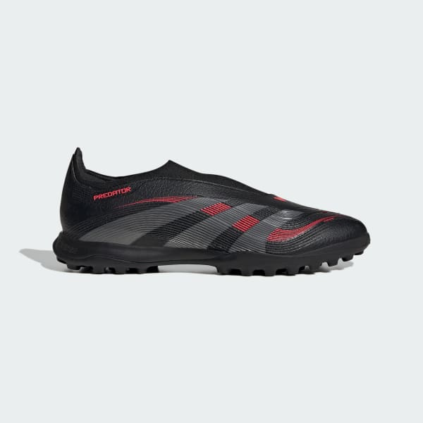 Svart Predator League Laceless Turf Fotbollsskor