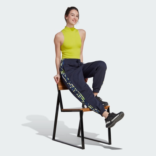 Azul Pantalón 3 Tiras Estampado Vibrante