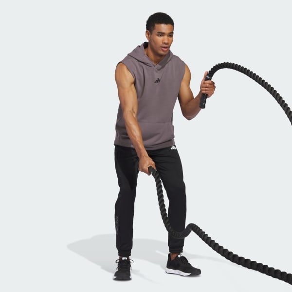 Brown PrimeLift Workout Sleeveless Hoodie