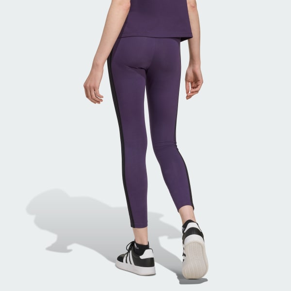 Purple Essentials 3-Stripes Cotton Leggings