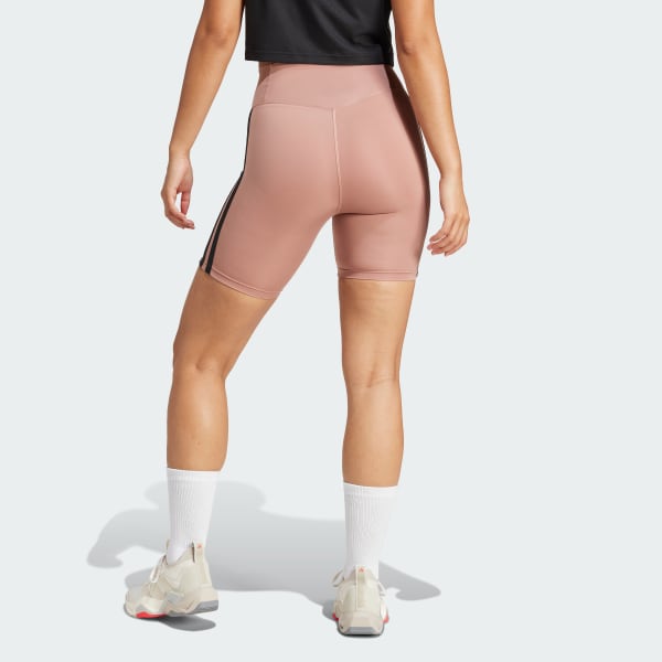 Pink Optime Essentials 3-Stripes Short Leggings