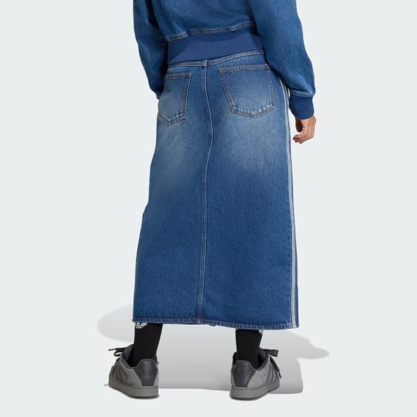 Blauw 3 STRIPES DENIM KOKERROK