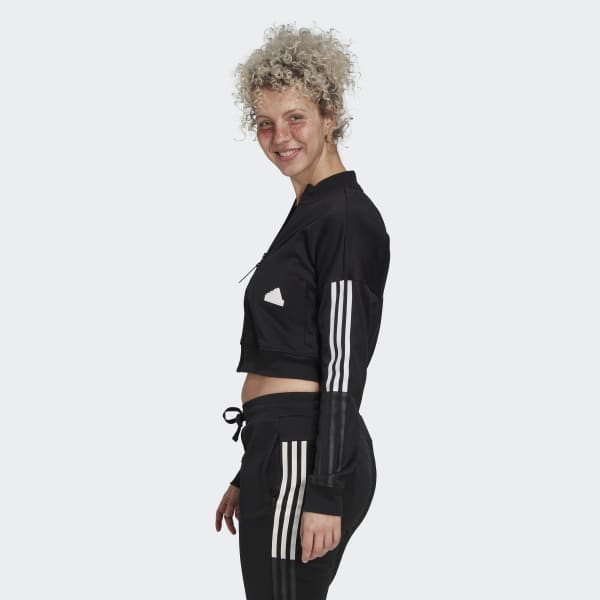 Black Cropped Track Top XR798