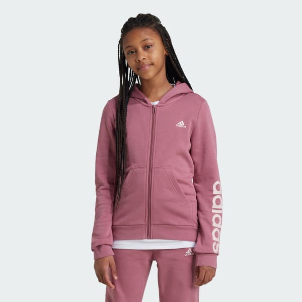 ruzová Essentials Linear Logo Full-Zip Hoodie