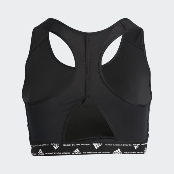Black adidas Powerreact Training Medium-Support 3-Stripes Bra (Plus Size)