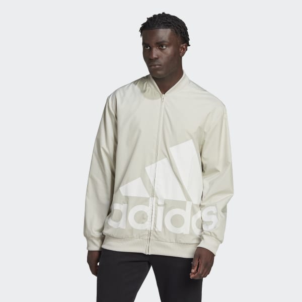 Beige AEROREADY Essentials Giant Logo Geweven Windjack UU563