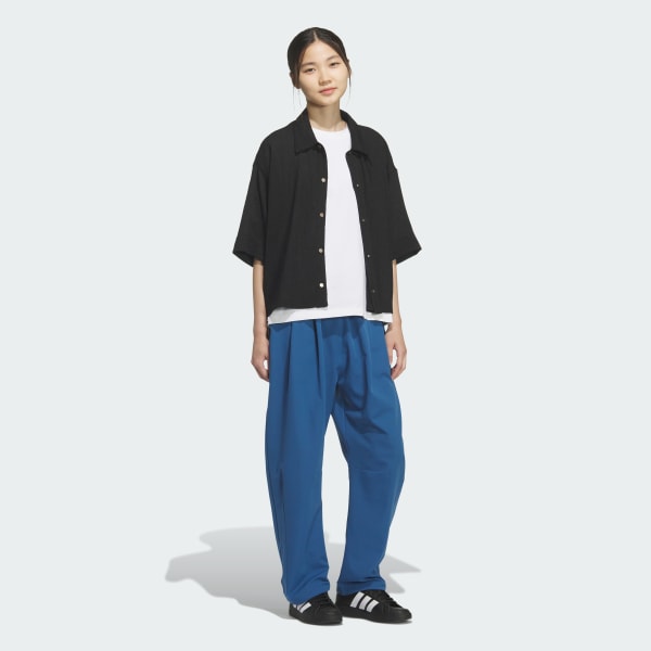 ブルー ソフトリュクス ダブルウィーブ オーバーサイズフィット パラシュートパンツ