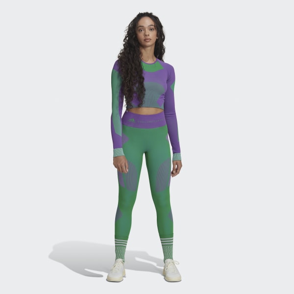 zelená Legíny adidas by Stella McCartney TrueStrength Seamless Training