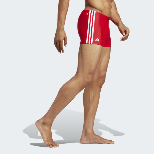 Red Classic 3-Stripes Swim Boxers