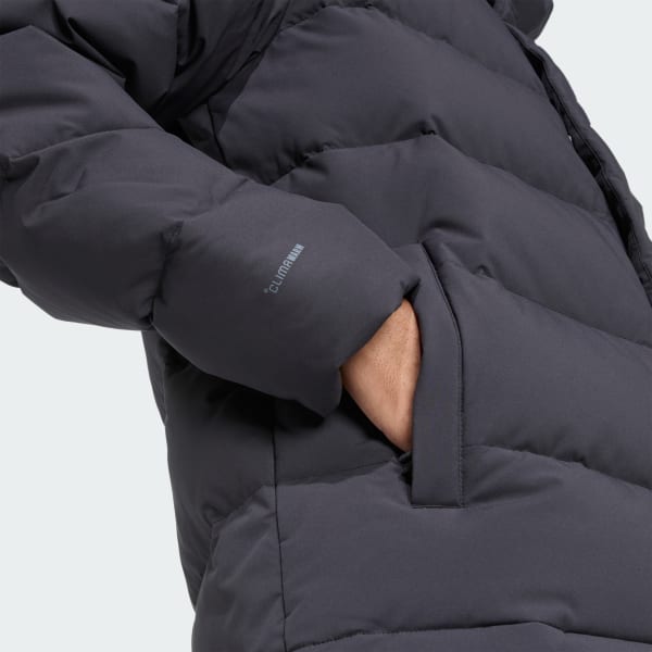 adidas Helionic CLIMAWARM Hooded Down Jacket - Black | Free