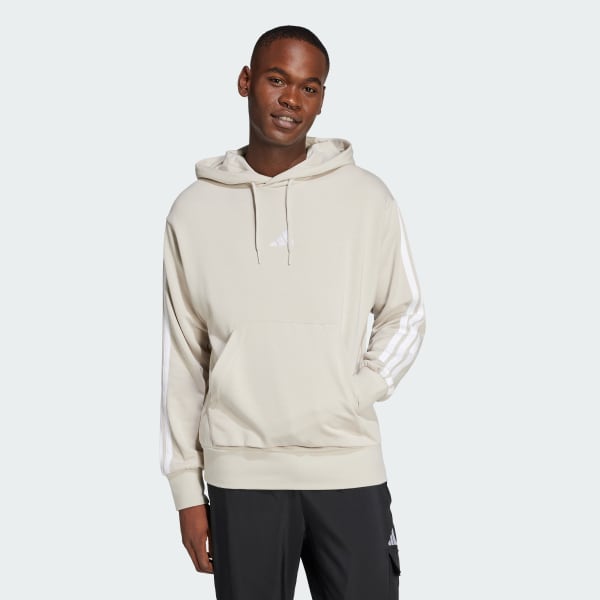 Beige Essentials 3-Stripes French Terry Hoodie