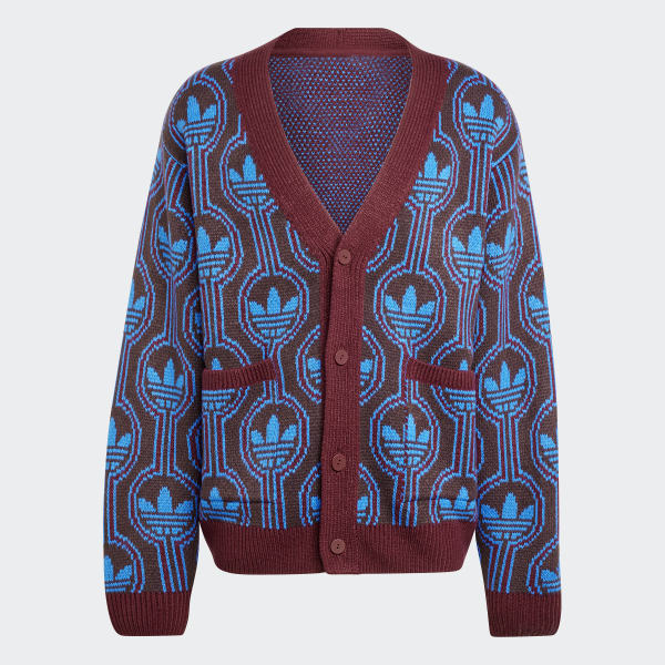 adidas Originals 70s Trefoil Cardigan - Burgundy | Free