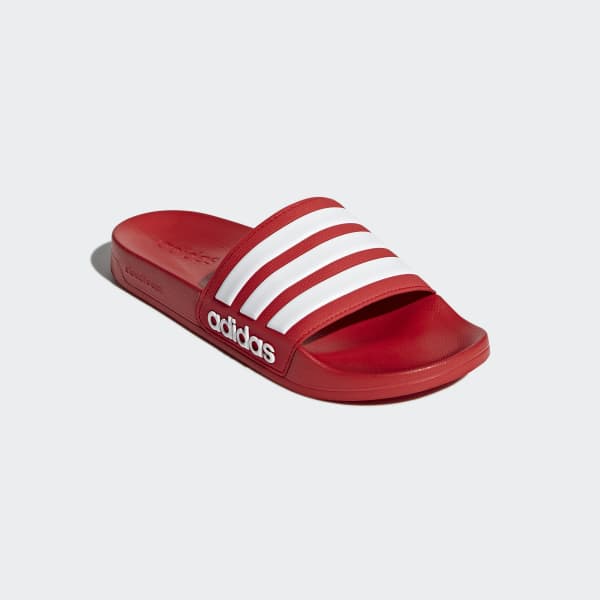Men's Adilette Red and White Cloudfoam Slides | adidas UK