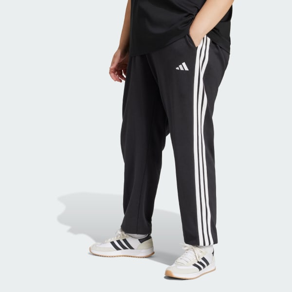 Czerń Spodnie Essentials 3-Stripes French Terry Cuffed