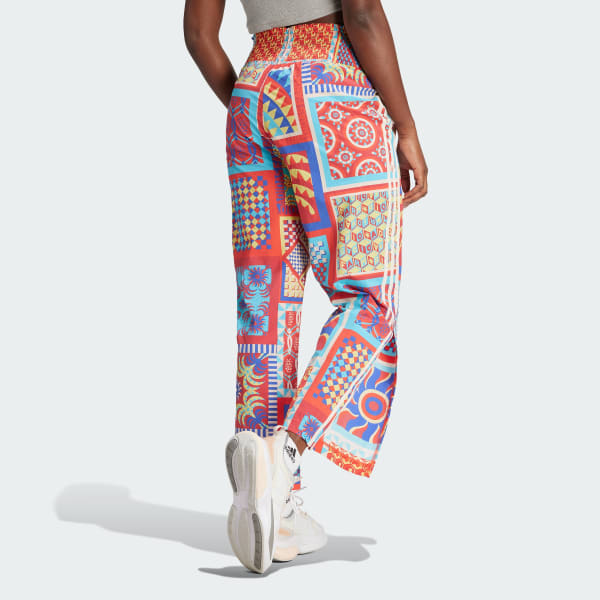 Adidas Originals Adidas Women's X Farm Rio Allover Graphic Print Wide Leg  Track Pants In Black/signal Orange