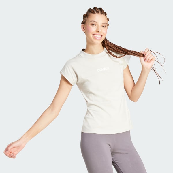 Beige Playera de algodón Essentials Linear