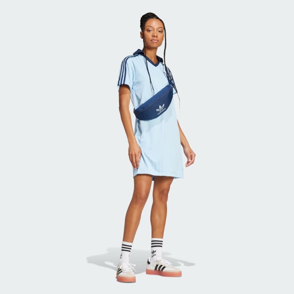 adidas Adicolor Football Jacquard V-Neck Dress - Blue adidas Adicolor Football Jacquard V-Neck Dress - Blue