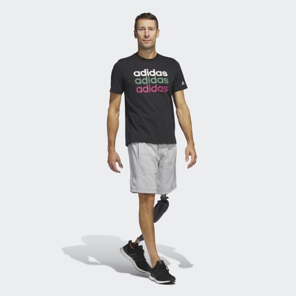 Black Multi Linear Sportswear Graphic Tee (Short Sleeve)