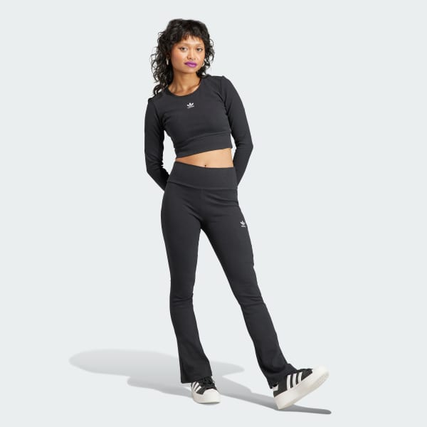 Negro Pants Essentials Rib Flared