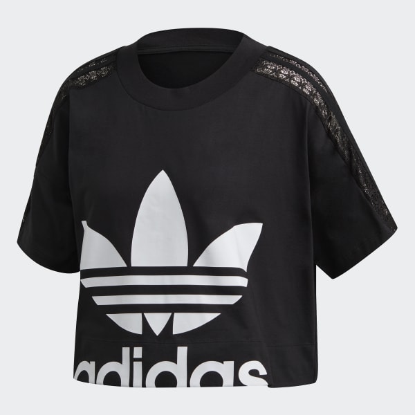 adidas Cropped Lace Tee - Black 