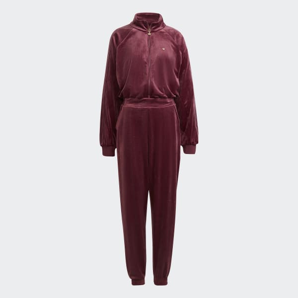 adidas Cozy Velvet Boilersuit Burgundy adidas India