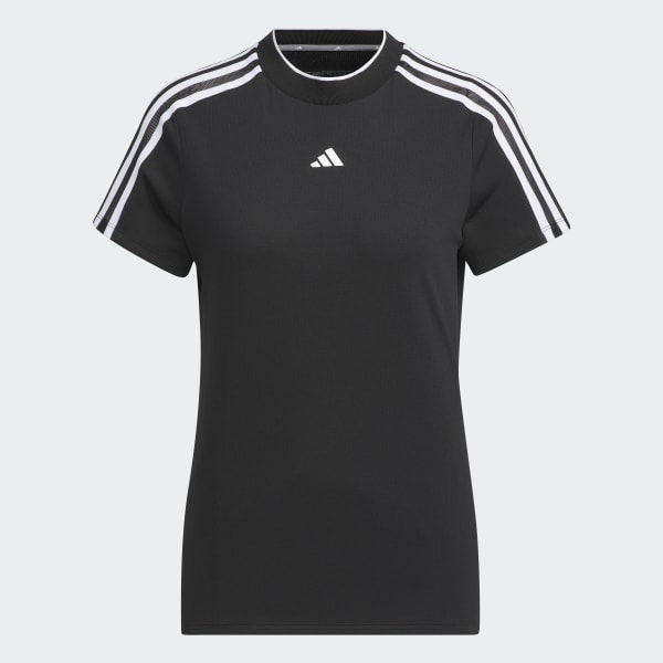 สีดำ เสื้อแขนสั้นคอสูง AEROREADY 3-Stripes