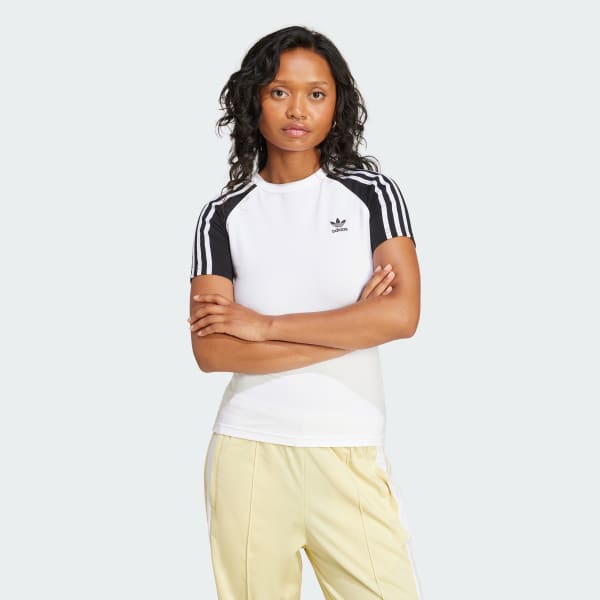 White Adicolor 3-Stripes Raglan Slim Tee
