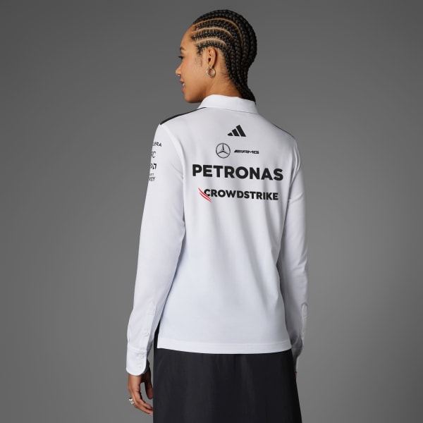 Vit MERCEDES - AMG PETRONAS FORMULA ONE TEAM POLO LONG SLEEVE PIKÉTRÖJA