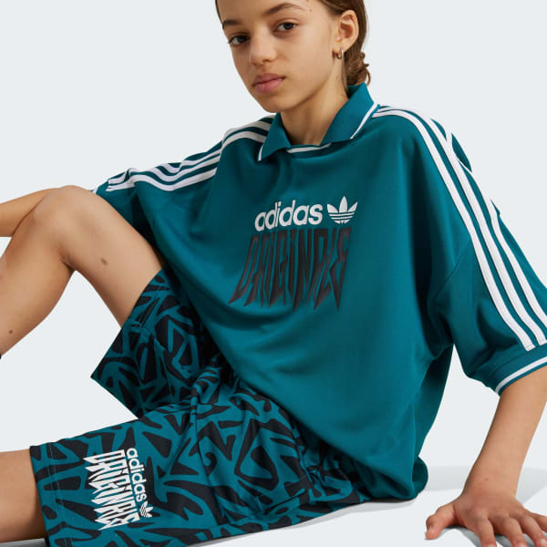 Teal adidas shorts top