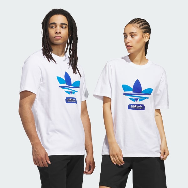 Blanco Camiseta de skateboarding Trifolio